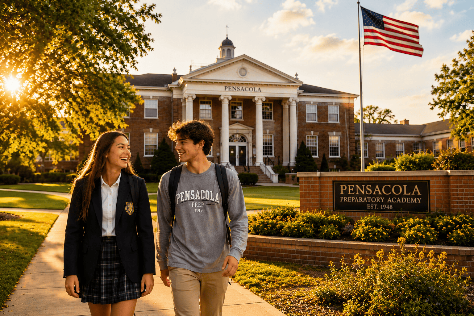 Vibrant school environment in Pensacola with students engaged in educational activities